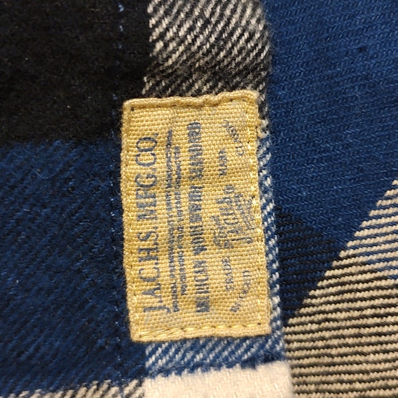 Plaid Flannel Shirt Jacket VTG JACHS 00s Blue Buffalo Shadow Plaid - Large - Picture 7 of 9